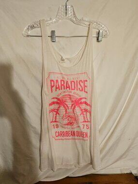 Paradise Graphic Tank Top with Pink Print